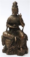Oriental bronzed brass Seated Guanyin figure