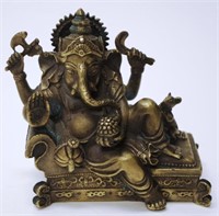 Indian brass Recumbent Ganesh figure