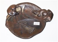 Japanese bronzed mice decorated serving dish
