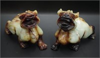 Pair Chinese carved stone Temple Dogs