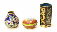 Three Chinese cloisonne decorated pieces