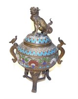 Chinese cloisonne decorated lidded Censer