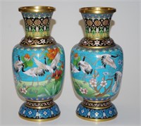 Good pair Chinese cloisonne decorated mantle vases