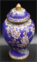 Chinese cloisonne decorated lidded Jar