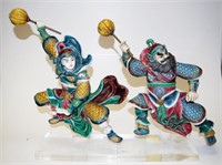 Two Chinese ceramic warrior figures