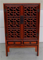 Chinese red lacquered kitchen cabinet