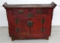 Chinese red lacquered altar cabinet