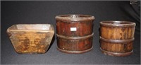 Three Chinese hand made wooden Canisters