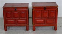 Pair of Chinese red lacquered storage chests