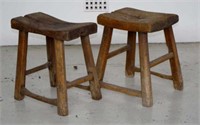 Two similar antique Chinese stools