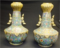 Pair of Good heavy Chinese cloisonne vases