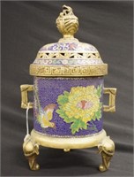 Chinese cloisonne brass incense burner