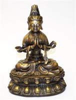Chinese brass seated Guanyin Figure