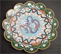 Early Japanese cloisonne Dragon display plate
