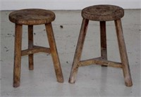 Two similar antique Chinese stools