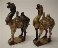 Pair Chinese carved stone Camel figures
