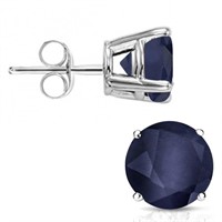 6MM Round Cut Midnight Sapphire 2CTW Stud Earrings