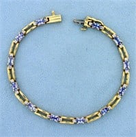 3ct TW Natural Tanzanite and Diamond Bracelet in 1