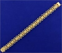 Designer Woven Style Charm Bracelet in 14K Yellow