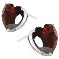 10MM Heart Cut Garnet 8CTW Stud Earrings in Sterli
