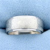 Textured Finish Wedding Band Ring in 14K White Gol