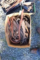 20 LB BOX OF HEADSTALL PIECES AND GOOD LEATHER SCP