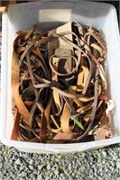 BOX OF MISC OLDER LEATHER SCRAP