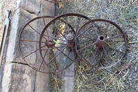 LOT OF THREE SMALLER IMPLEMENT WHEELS