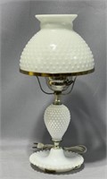 Milk Glass Hobnail Lamp 16"