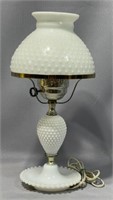 Milk Glass Hobnail Table Lamp 16"