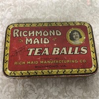 Vintage advertising Richmond Maid Tea Ball tin