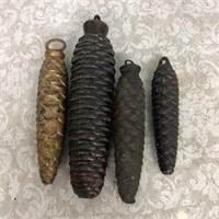 Vintage metal pine cone cuckoo clock weights lot