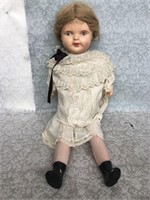 Antique composition doll straw body 26”