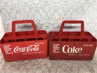 Vintage lot of 2 plastic Coca Cola bottle
