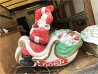 Vintage Christmas blow mold Santa with sleigh