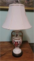 Table lamp. Hand painted and signed. 25". Works.