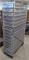 15 Drawer Metal Cart With Casters 67"x16"x37"