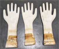 Vtg. Ceramic Hand Glove Molds marked "X Large"