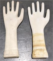 Vtg. Ceramic Glove Mold marked "Large Long".