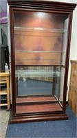 Sliding Door Cherry Curio Cabinet