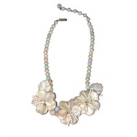 Mid Century Plastic Celluloid Flower Necklace