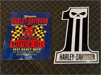 Pair of Harley Davidson Metal Signs