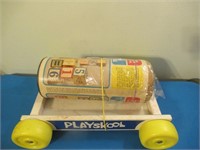 vintage Play School Blocks And Wagon