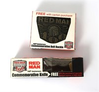 Red Man 100th Commemorative Knife & Belt Buckle