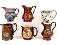 Collection of English Luster Pitchers