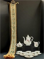 Moss Rose Tea Set and Bell Pull