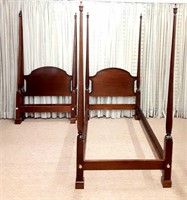 Pair of Mahogany Four Poster Single Beds