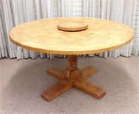 Solid Oak 54" Marquetry Table