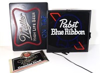 Pabst Lighted Sign, Miller Sign Front,Small Miller