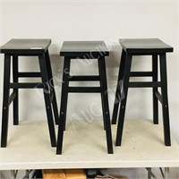 3- wood stools  11 x 15 seat size  26" tall